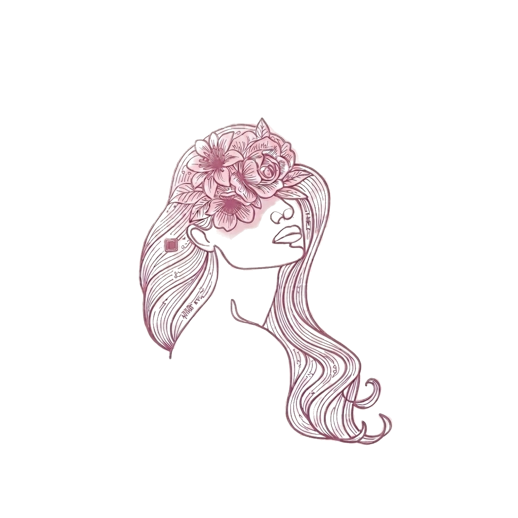 Strands & Roses Line Art Silhouette